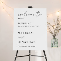 Moderne, elegante, schlichte Hochzeit Willkommen b