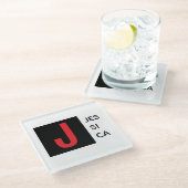 Moderne elegante schlichte professionelle Monogram Glasuntersetzer (Schrägansicht)