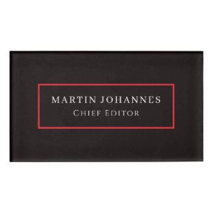 Moderne Elegante Schlichte Schwarze Minimalistisch Namenschild