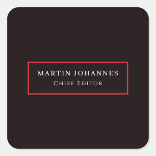 Moderne Elegante Schlichte Schwarze Minimalistisch Quadratischer Aufkleber