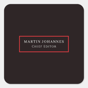 Moderne Elegante Schlichte Schwarze Minimalistisch Quadratischer Aufkleber