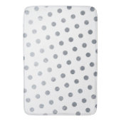 Moderne elegante, schlichte, weiße Silberpolka-Pun Badematte (Vorderseite Vertikal)