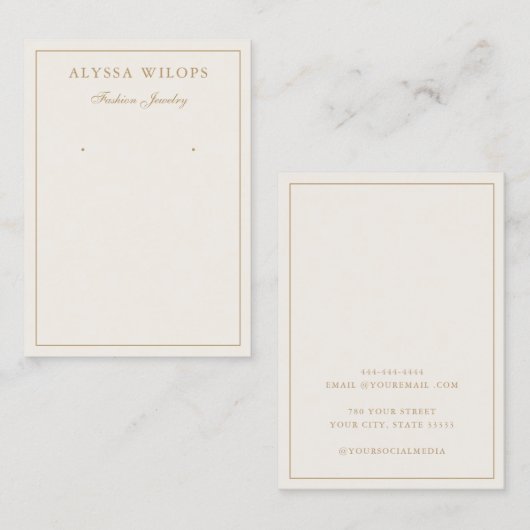 Moderne elegante Schmuckkollektion Ohrringe Displa Visitenkarte (Vorne/Hinten)