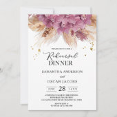 Moderne Elegante Schönheit Rosa Orchid & Pampas & Einladung (Vorderseite)