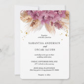 Moderne Elegante Schönheit Rosa Orchid & Pampas & Einladung (Vorderseite)