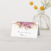 Moderne Elegante Schönheit Rosa Orchid & Pampas & Platzkarte (Vorderseite)