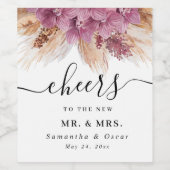 Moderne Elegante Schönheit Rosa Orchid & Pampas &  Weinetikett (Einzelnes Label)