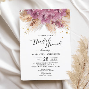 Moderne elegante Schönheit Rosa Orchidee & Pampas Einladung