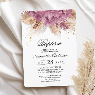 Moderne elegante Schönheit rosa Orchidee & Pampas Einladung