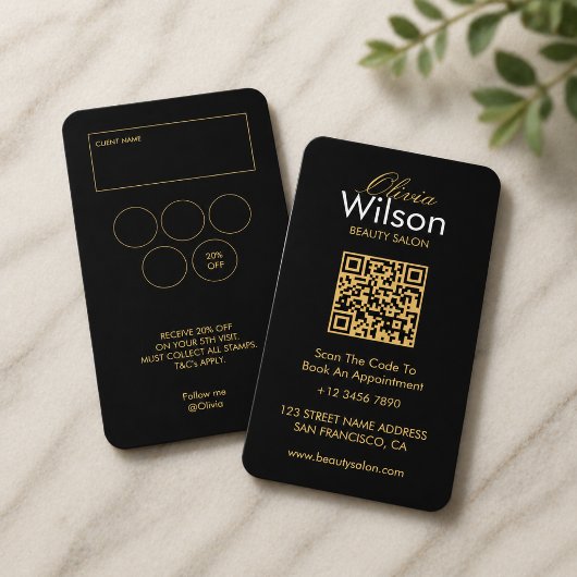 Moderne elegante Schönheitssalon-Monogramm-QR-Code Visitenkarte