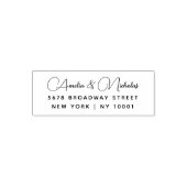 Moderne elegante Schreibschrift-Hochzeits-Rücksend Permastempel (Design)