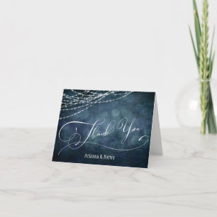 Moderne elegante Schrift & Blaue grüne Teal-Bokeh- Dankeskarte