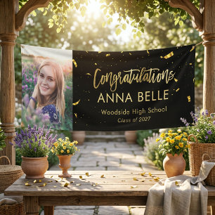 Moderne elegante Schrift Chic Gold Abschlussfoto Banner
