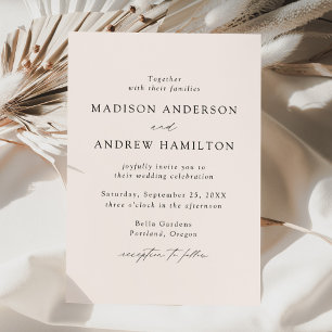 Moderne elegante Schrift Creme Hochzeit Einladung