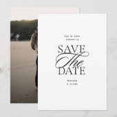 Moderne elegante Schrift Foto  Save The Date (Vorne/Hinten)