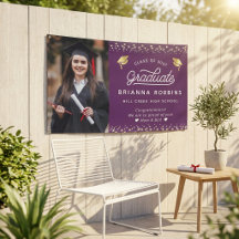 Moderne elegante Schrift Gold Abschlussfoto Lila