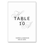 Moderne elegante Schrift-Monogramm-Hochzeit Tischnummer (Vorderseite)