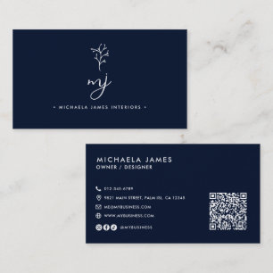 Moderne elegante Schrift Monogramm QR-Code Visitenkarte