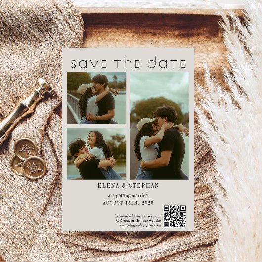 Moderne elegante Schrift-QR-Code-Hochzeit Save The Date
