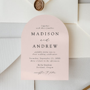 Moderne elegante Schrift Rosa Bogen Hochzeit Einladung