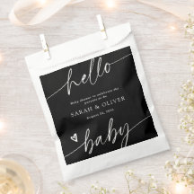 Moderne elegante Schrift Schwarz-Weiß-Baby-Party