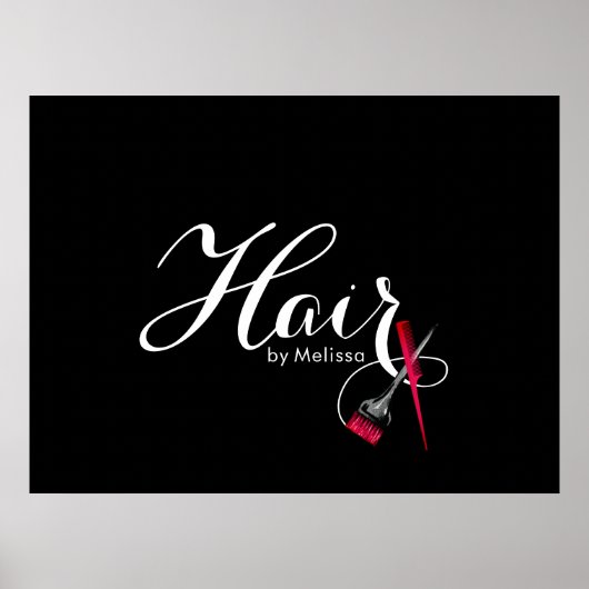 Moderne, elegante Schrift Schwarz & Weiß Haare Sty Poster (Vorne)