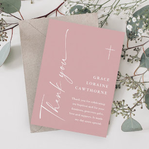 Moderne elegante Schriftart Dusty Pink Mädchen Tau Dankeskarte