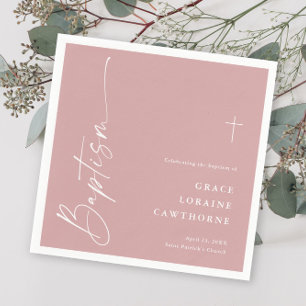 Moderne elegante Schriftart Dusty Pink Mädchen Tau Serviette