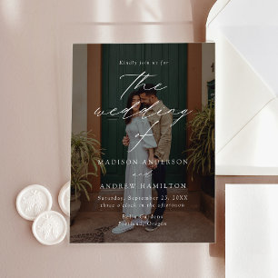 Moderne elegante Schriftfoto-Hochzeit Acryleinladungen