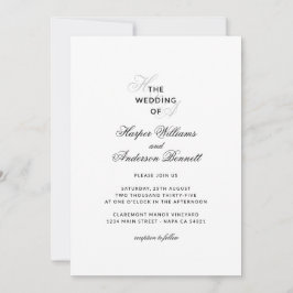 Moderne elegante Schriftmonogramm-Hochzeitsfoto Einladung
