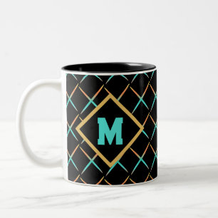 Moderne, elegante Schriftzeichen der schwarzen Mit Zweifarbige Tasse