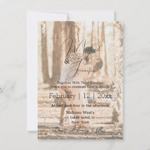 Moderne elegante Schriftzug-Overlay-Hochzeitsfoto Einladung
