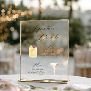 Moderne elegante Schriftzug-Signature-Drinks-Plaka Acrylschild
