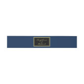 Moderne elegante Schwarz-Blau-Gold-Script-Hochzeit Einladungsbanderole (Flach)