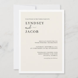 Moderne, elegante Schwarz-Creme-Hochzeit Einladung