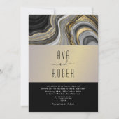 Moderne, elegante Schwarz-Gold-Hochzeit Einladung (Vorderseite)