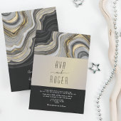 Moderne, elegante Schwarz-Gold-Hochzeit Einladung