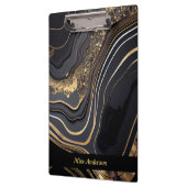 Moderne elegante Schwarz-Gold-Marmor Klemmbrett (Links)