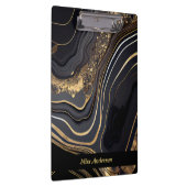 Moderne elegante Schwarz-Gold-Marmor Klemmbrett (Rechts)