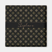 Moderne elegante Schwarz-Gold-Monogramm-Bezeichnun Magnet (Vorne)