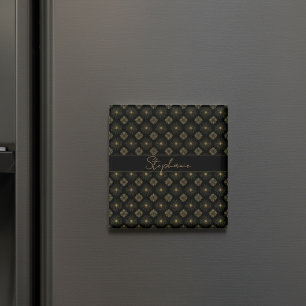 Moderne elegante Schwarz-Gold-Monogramm-Bezeichnun Magnet