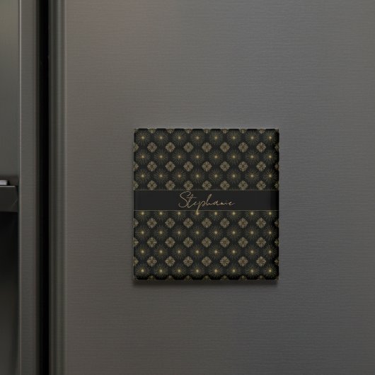 Moderne elegante Schwarz-Gold-Monogramm-Bezeichnun Magnet