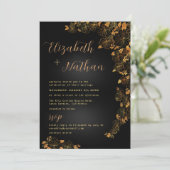 Moderne elegante Schwarz & Gold Quote Blumenhochze Einladung (Stehend Vorderseite)