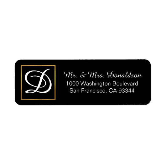 Moderne, elegante Schwarz-Gold-Rahmen-Monogramm-In (Vorne)