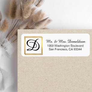 Moderne, elegante Schwarz-Gold-Rahmen-Monogramm-In