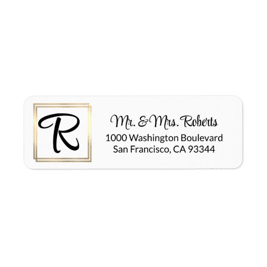 Moderne, elegante Schwarz-Gold-Rahmen-Monogramm-In (Vorne)