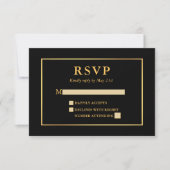 Moderne, elegante Schwarz-Gold-Rahmen RSVP Karte (Vorderseite)