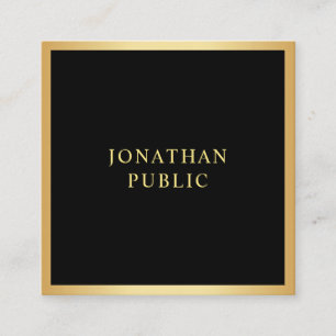 Moderne elegante Schwarz-Gold-Vorlage einfach Quadratische Visitenkarte