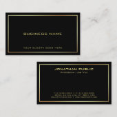 Moderne, elegante Schwarz-Gold Vorlage Visitenkarte (Vorne/Hinten)