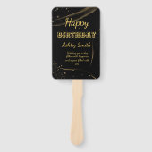 Moderne elegante schwarz-goldene süße 16 Hand f Fächer (Vorderseite)